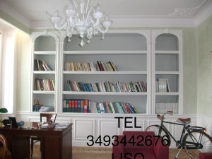 Libreria in cartongesso, BOISERIE, decorazioni in gesso